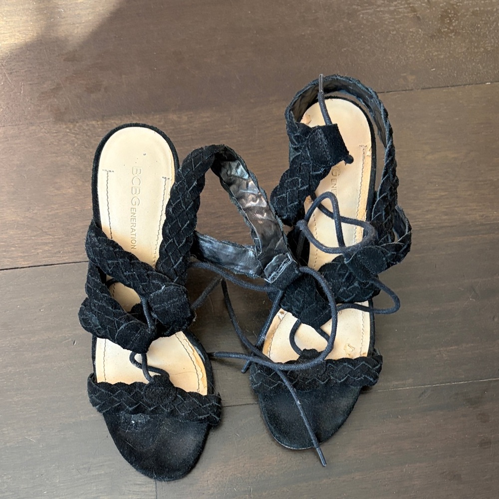 BCBGeneration Black Braided Sandals